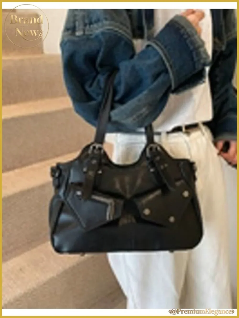 Vintage Large Capacity Leather Hobo Tote Bag Women Shoulder Crossbody Purse Y2K